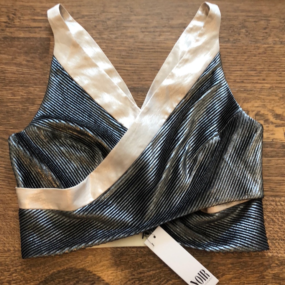 SACHIN & BABI metallic wrap top